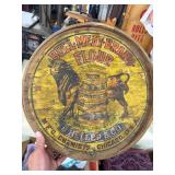 Very Cool Antique Bull-Meat Brand Flour Barrel w/Original Lid - Great Graphics!