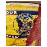 Very Cool Antique Bull-Meat Brand Flour Barrel w/Original Lid - Great Graphics!