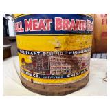 Very Cool Antique Bull-Meat Brand Flour Barrel w/Original Lid - Great Graphics!