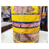 Very Cool Antique Bull-Meat Brand Flour Barrel w/Original Lid - Great Graphics!