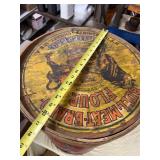 Very Cool Antique Bull-Meat Brand Flour Barrel w/Original Lid - Great Graphics!