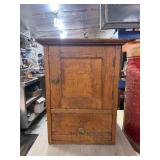 Nice Antique Wood Cabinet w/Drawer & Brass Handle