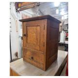 Nice Antique Wood Cabinet w/Drawer & Brass Handle