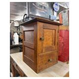 Nice Antique Wood Cabinet w/Drawer & Brass Handle