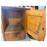 Nice Antique Wood Cabinet w/Drawer & Brass Handle