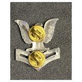 Vintage Cadillac Crest Shield Pendant & Figurine Wine Charm Hoops (5-Piece Set)