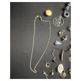 Large Lot of SINGLE Costume Assorted Earrings & Eyeglass Holder Chain