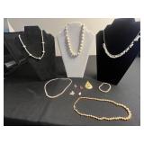 VTG Avon Cream Faux Pearl Bead Strand w Additional Necklaces & Pendants
