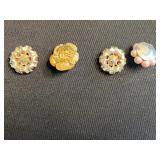 Vintage Button Collection - Floral Brass Buttons, Cameo Cabochons & Pearl Discs