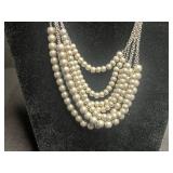 VTG Necklace Set - Gold Disc VCLM Necklace, Dreamcatcher Necklace, Faux Pearl Necklace w Matching Earrings, Rhinestone Necklace