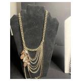 Gold-Tone Multi-Chain Necklace with Red Crystal Cluster Strawberry Pendant Pin & More!