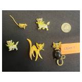 VTG Collectible Craft Cat Pin & Unique Gold-Tone Cat & Mouse Brooch Collection Inc Craft