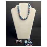 VTG Beaded Jewelry Set - Necklace, Bracelet, Ring & Clip-On Earrings