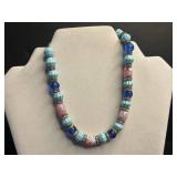 VTG Beaded Jewelry Set - Necklace, Bracelet, Ring & Clip-On Earrings