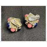 VTG Beaded Jewelry Set - Necklace, Bracelet, Ring & Clip-On Earrings