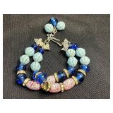 VTG Beaded Jewelry Set - Necklace, Bracelet, Ring & Clip-On Earrings