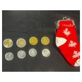 Canadian Toonie Coins & Maple Leaf Keychain (Lot of 9)