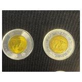Canadian Toonie Coins & Maple Leaf Keychain (Lot of 9)
