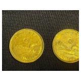 Canadian Toonie Coins & Maple Leaf Keychain (Lot of 9)
