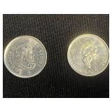 Canadian Toonie Coins & Maple Leaf Keychain (Lot of 9)