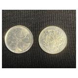 Canadian Toonie Coins & Maple Leaf Keychain (Lot of 9)