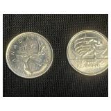 Canadian Toonie Coins & Maple Leaf Keychain (Lot of 9)