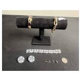 VTG Costume Jewelry - Sperry Chain Bracelet, Crystal Bracelets & Earrings