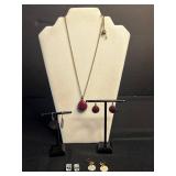 Jewelry Set - Fossil Necklace & 4 Pairs Earrings