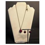 Jewelry Set - Fossil Necklace & 4 Pairs Earrings