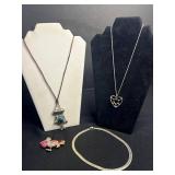 Costume Jewelry Mixed Lot - Napier Necklace, Heart Pendant Necklace, Bracelet & Bird Brooch