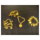 VTG Charm Bracelets - Mixed Gold Tone Lot of 4