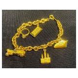 VTG Charm Bracelets - Mixed Gold Tone Lot of 4