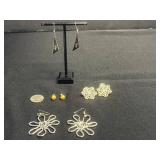 VTG Sterling Silver 925 Backs on 1 Pair w 4 Pairs of Earrings Mixed Lot