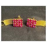 Lord Elgin Quartz Watch untested, American Legion Buttons & Pink Rhinestone & Mesh Cuff Links