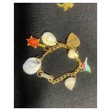 VTG Charm Bracelets - One Signed Trifari, Florida Shell & Pearl (Lot of 3)