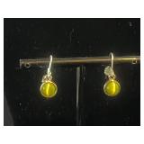 VTG Costume Jewelry - Leaf Necklace, Tiger Eye Pendant w Matching Earrings & Kramer & Coro Clip Earrings