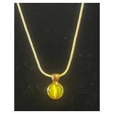 VTG Costume Jewelry - Leaf Necklace, Tiger Eye Pendant w Matching Earrings & Kramer & Coro Clip Earrings