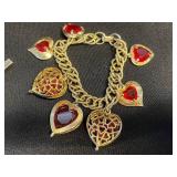VTG Charm Bracelets - Silver Tone, Gold Tone & Red Stones