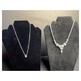 Beautiful BOGOFF Rhinestone Necklace and Single Gemstone Pendant Necklace