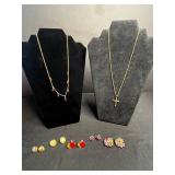 VTG Costume Jewelry Mixed Lot - 2 Necklaces & 5 Pairs of Earrings