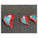 Fashion Jewelry Set - Initial M Necklace & Laurel Burch Dove Heart Pin w Matching Earrings (Lot of 3)