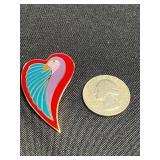 Fashion Jewelry Set - Initial M Necklace & Laurel Burch Dove Heart Pin w Matching Earrings (Lot of 3)