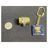 RARE Cloisonne Panda Bear Thimble & Mini Trinket Box & Keychain