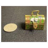 RARE Cloisonne Panda Bear Thimble & Mini Trinket Box & Keychain