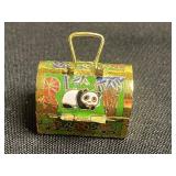 RARE Cloisonne Panda Bear Thimble & Mini Trinket Box & Keychain