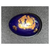 Limoges (one signed) Trinket Boxes Blue Oval & Pyramid w Camel (Lot of 2)