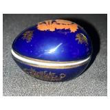 Limoges (one signed) Trinket Boxes Blue Oval & Pyramid w Camel (Lot of 2)
