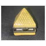 Limoges (one signed) Trinket Boxes Blue Oval & Pyramid w Camel (Lot of 2)