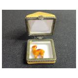 Limoges (one signed) Trinket Boxes Blue Oval & Pyramid w Camel (Lot of 2)