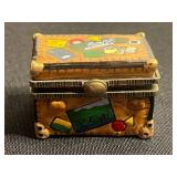 VTG Mini Decorative Trinket Boxes Sailboat w Surprise Inside & Travel Chest w Passport (Set of 2)